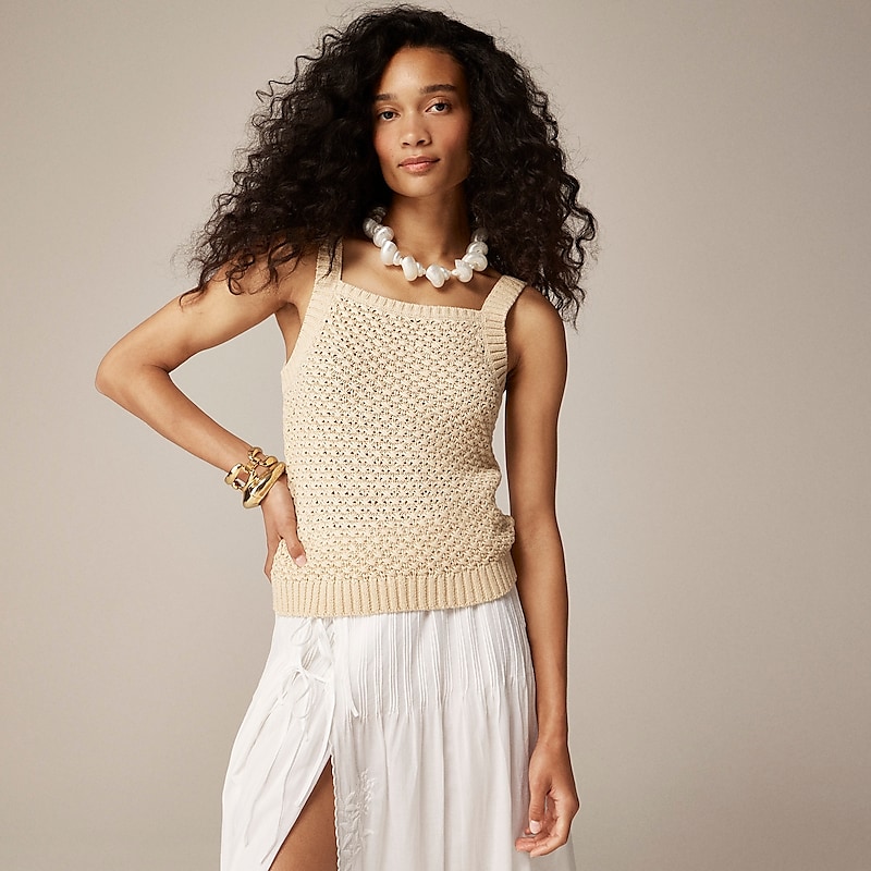 J.Crew Basket-stitch sweater-tank Buff Clay Outlet | 90SIXWVBP