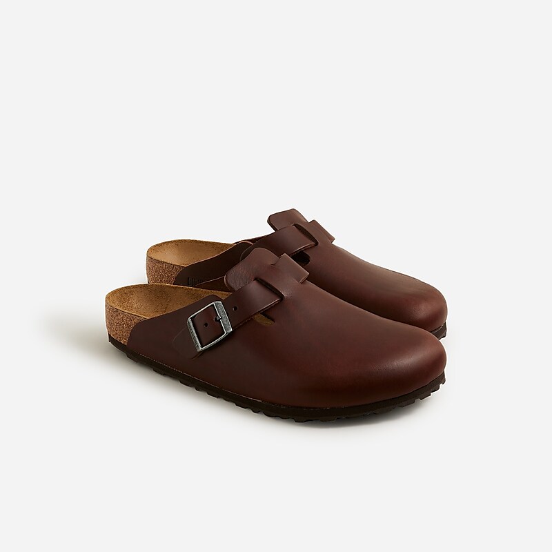 J.Crew Birkenstock® Boston Super Grip clogs in leather Vintage Roast Clearance | 46POASQTH