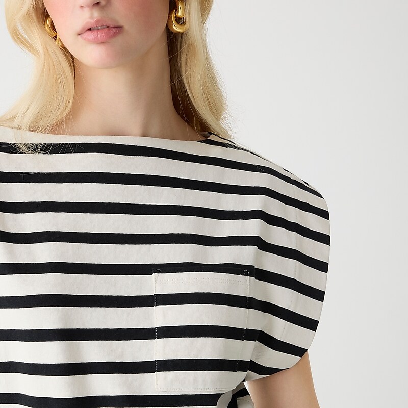 J.Crew Boatneck muscle T-shirt mariner cotton Carter Stripe Clearance | 35AJNPZGU