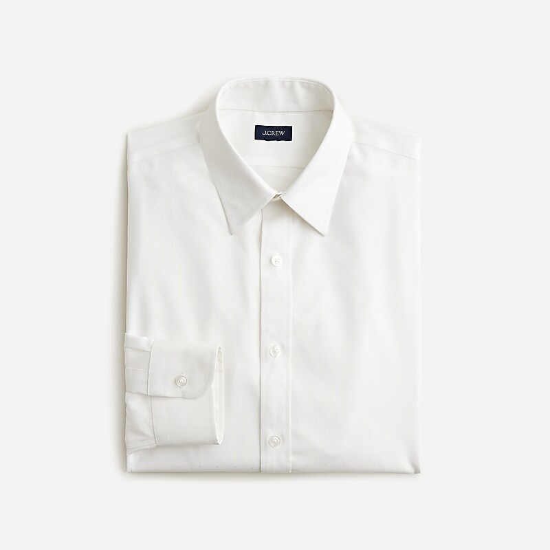 J.Crew Bowery wrinkle-free dobby dress shirt with point collar Thompson Dobby White USA | 15QFKWDEJ