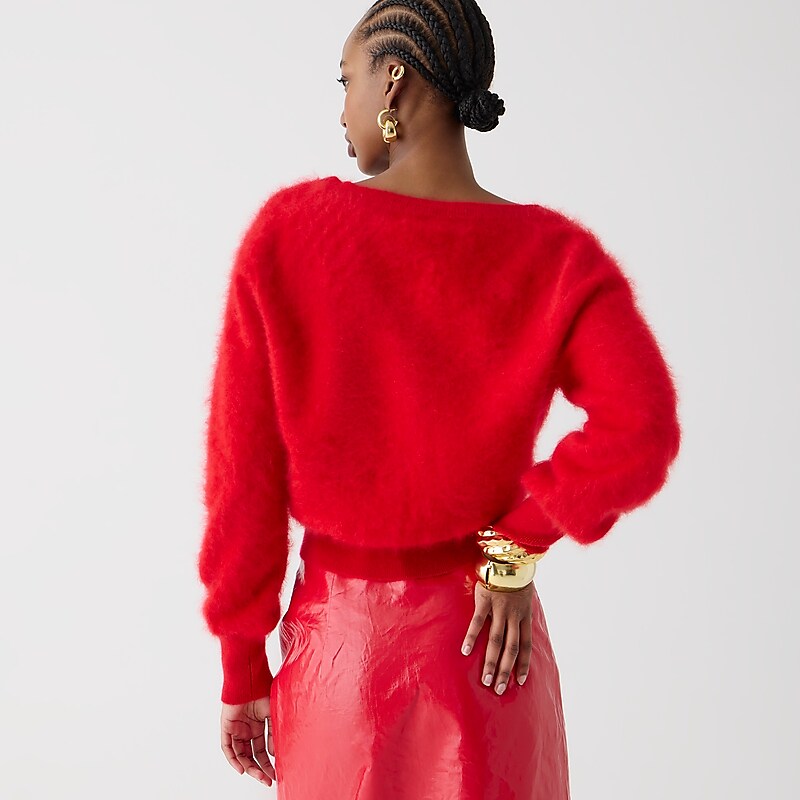 J.Crew Brushed cashmere cropped V-neck sweater Vintage Red Online | 04PBVUWSN