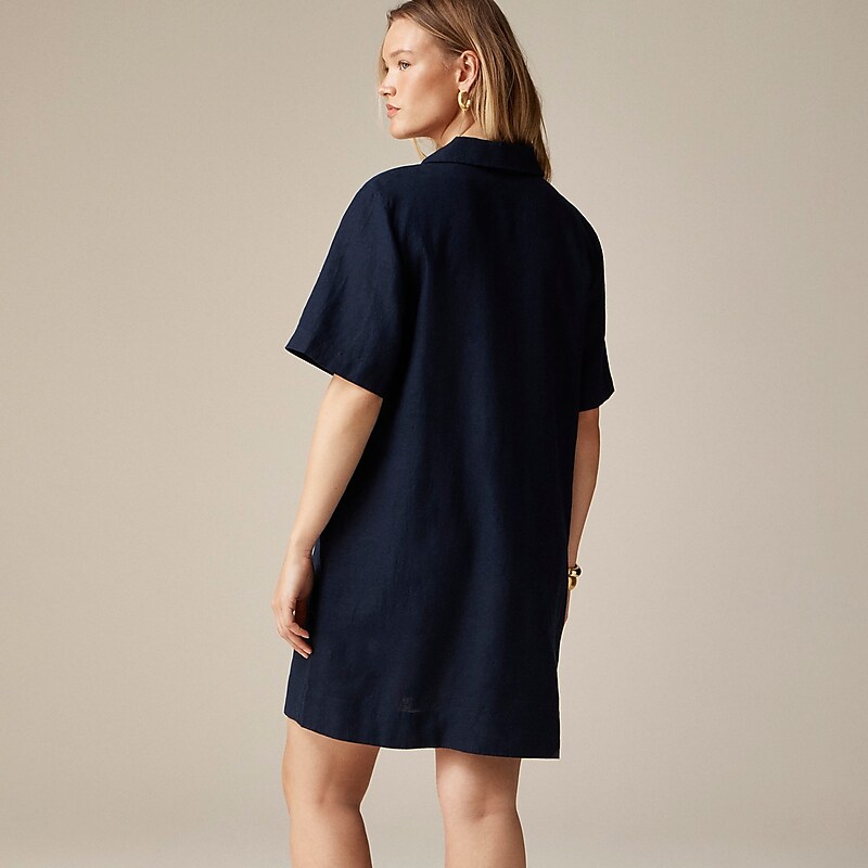 J.Crew Bungalow popover dress linen Navy Online | 83CNSQGWY