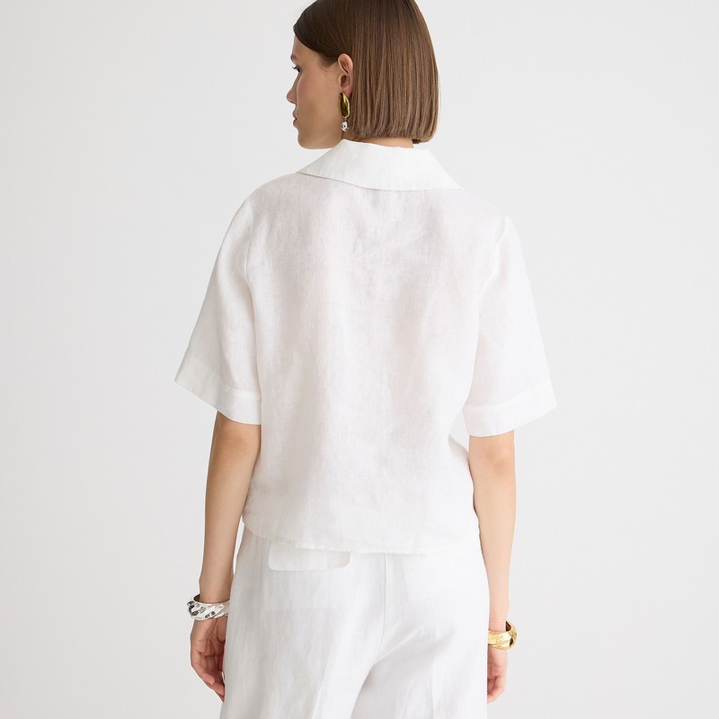 J.Crew Bungalow popover top in linen White Online | 06FPWOCKL