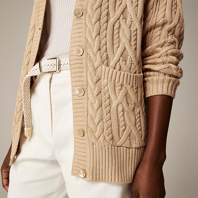 J.Crew Cable-knit cardigan sweater Honeyed Sand Outlet Online | 74AWRXHNO