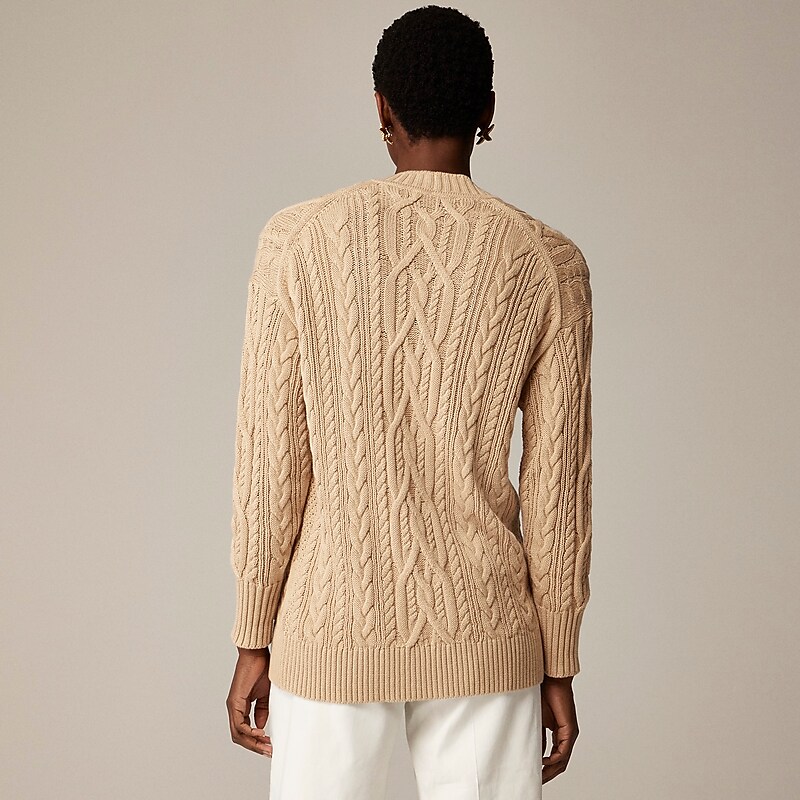 J.Crew Cable-knit cardigan sweater Honeyed Sand Outlet Online | 74AWRXHNO