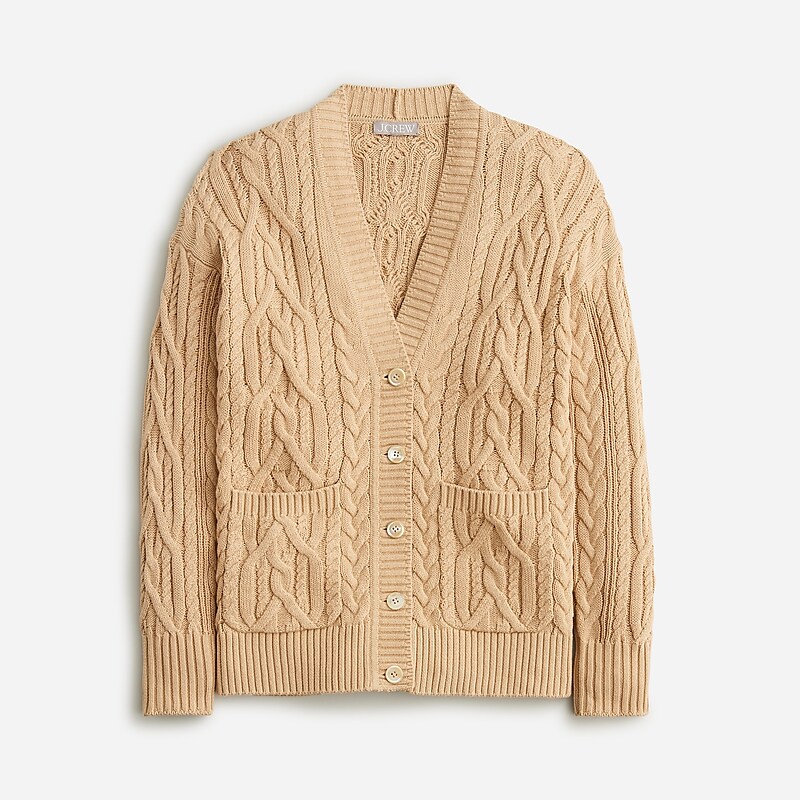 J.Crew Cable-knit cardigan sweater Honeyed Sand Outlet Online | 74AWRXHNO