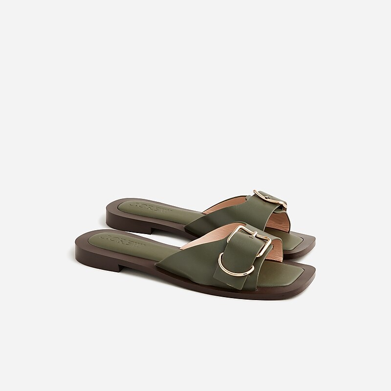 J.Crew Callie sandals in leather Rich Olive Online | 86FNKYAUT