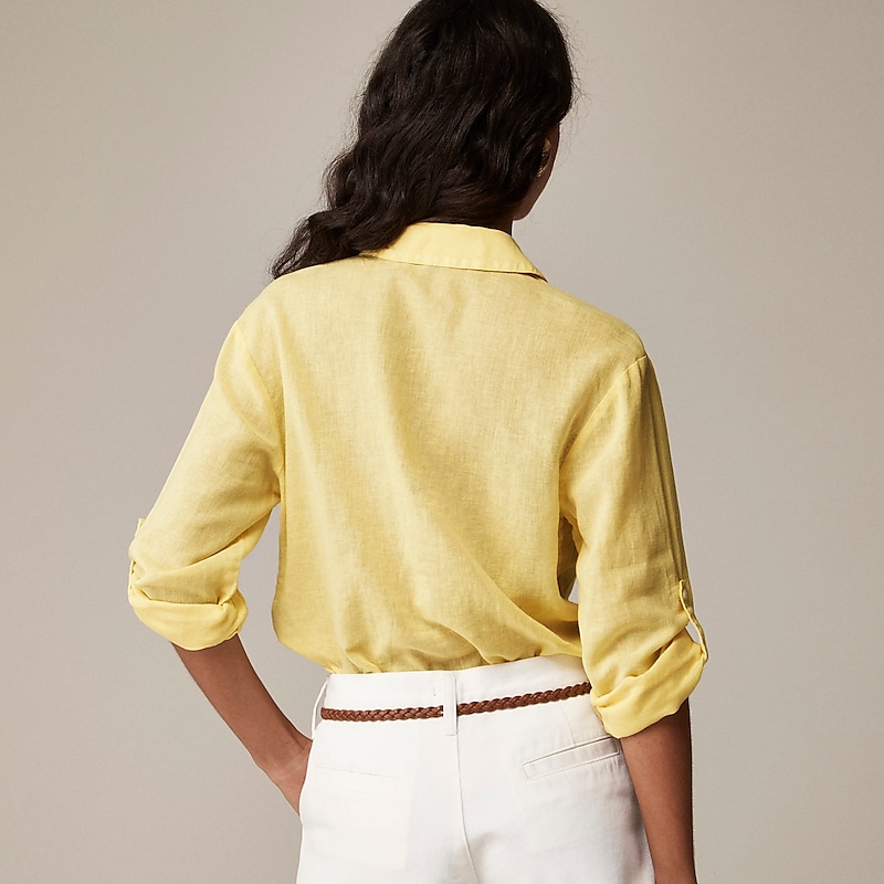 J.Crew Camp-collar shirt in featherweight linen blend Fresh Lemon Outlet | 96TPBVAMK