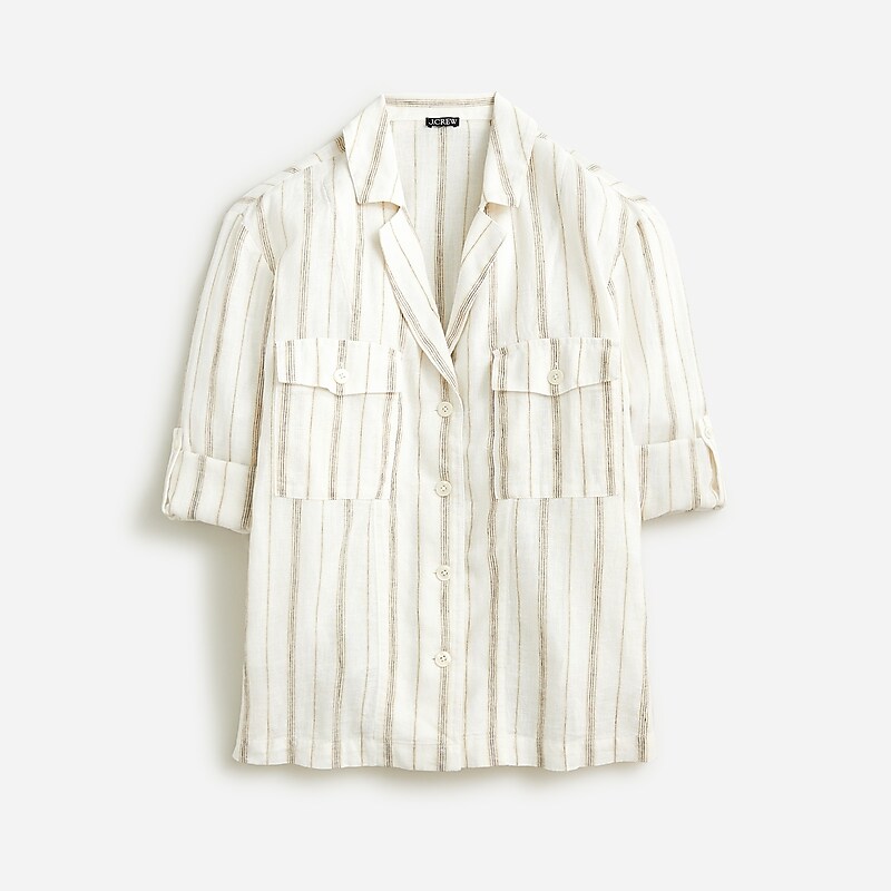 J.Crew Camp-collar shirt in featherweight linen blend Ivory USA | 18RBFYDPV