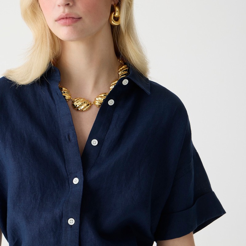 J.Crew Capitaine shirt in Baird McNutt Irish linen Navy Sale | 24VJIYTEB