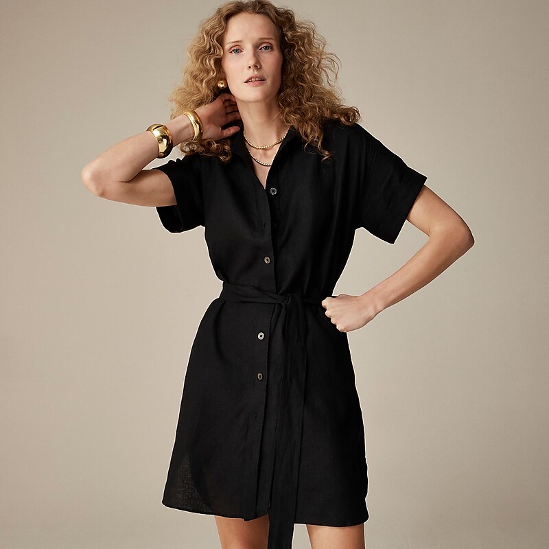 J.Crew Capitaine shirtdress in linen Black Sale | 20MKIOVPJ