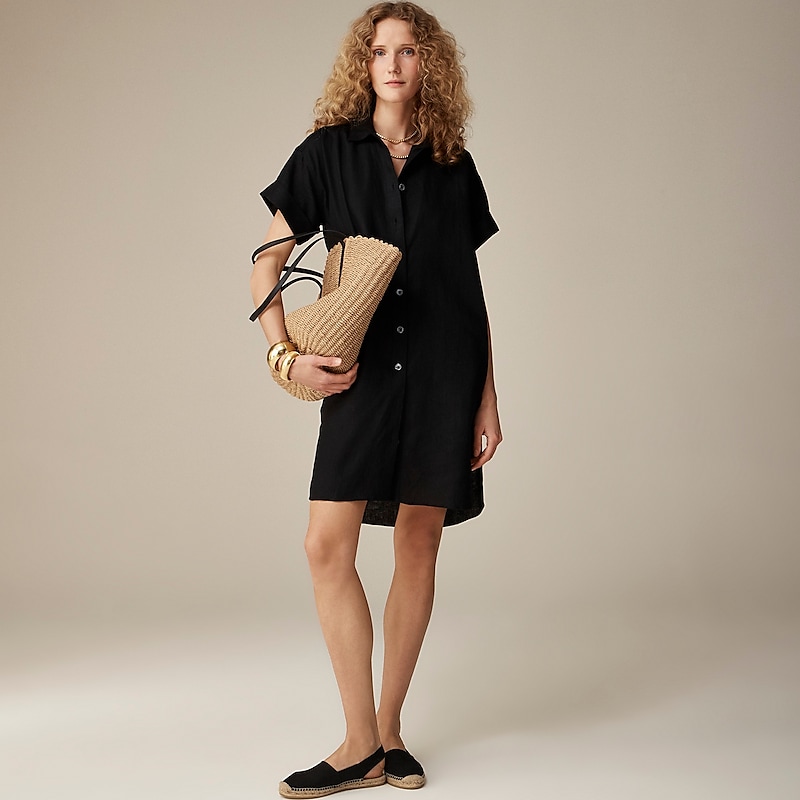 J.Crew Capitaine shirtdress in linen Black Sale | 20MKIOVPJ