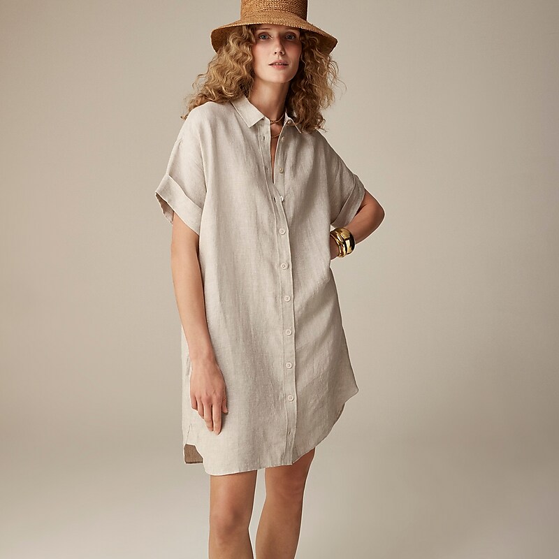 J.Crew Capitaine shirtdress in linen Flax USA | 10BDJLFGI