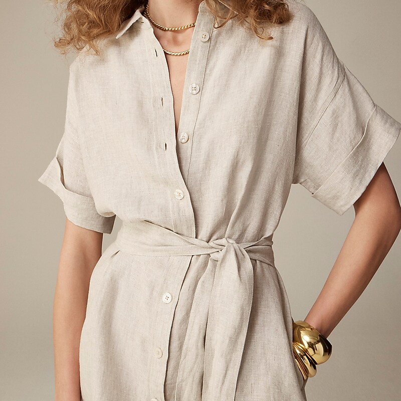 J.Crew Capitaine shirtdress in linen Flax USA | 10BDJLFGI