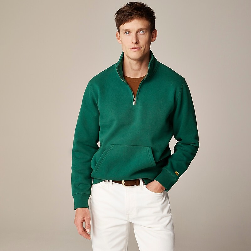 J.Crew Carhartt® Work in Progress Chase quarter-zip sweatshirt Green Clearance | 45ZDFAUQM