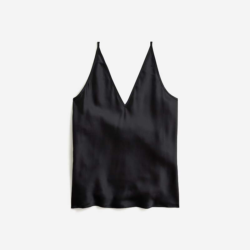 J.Crew Carrie V-neck camisole in silk Black USA | 15YNUGEBD