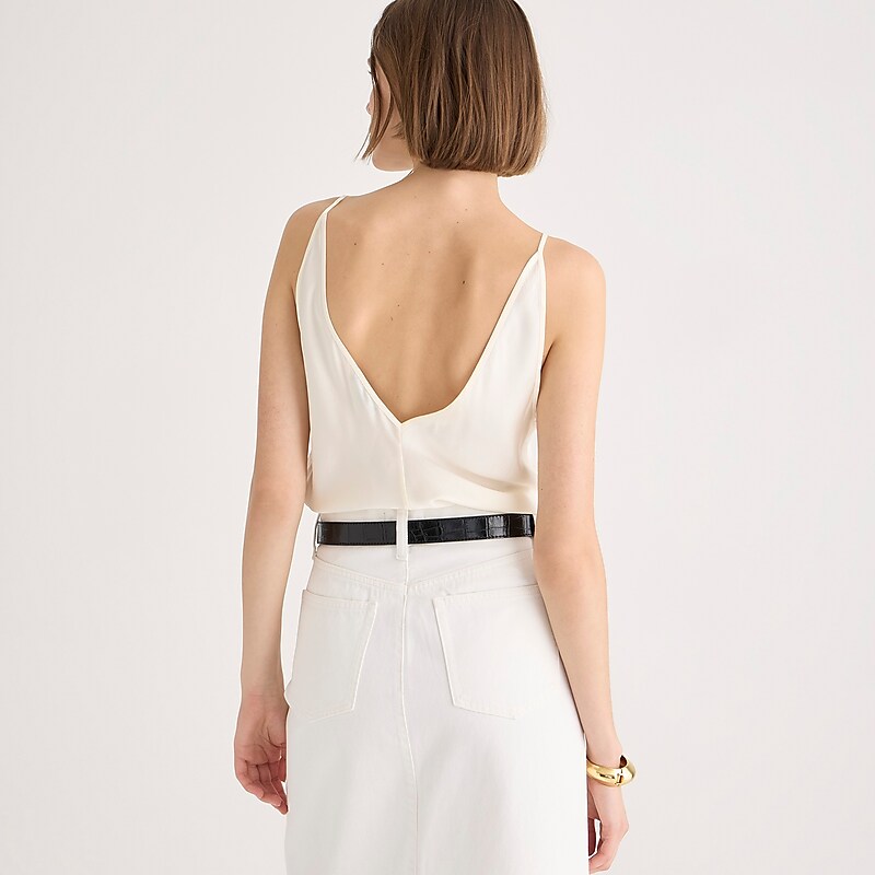 J.Crew Carrie V-neck camisole in silk Ivory Clearance | 30VBZENRO