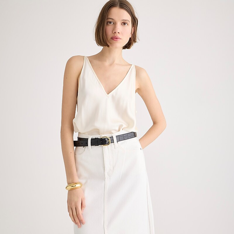 J.Crew Carrie V-neck camisole in silk Ivory Clearance | 30VBZENRO