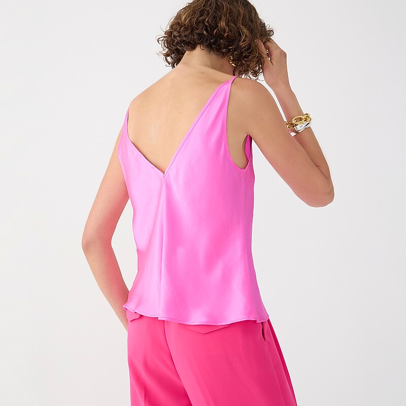 J.Crew Carrie V-neck camisole in silk Radiant Flamingo Sale | 21HWADPTF