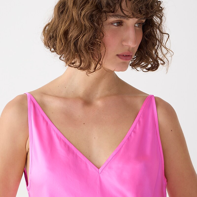 J.Crew Carrie V-neck camisole in silk Radiant Flamingo Sale | 21HWADPTF