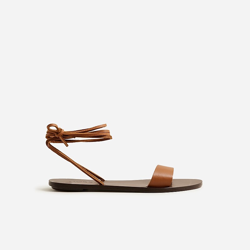 J.Crew Carsen made-in-Italy lace-up sandals in metallic leather Pecan Vachetta Brown Clearance | 48NIOAMUR