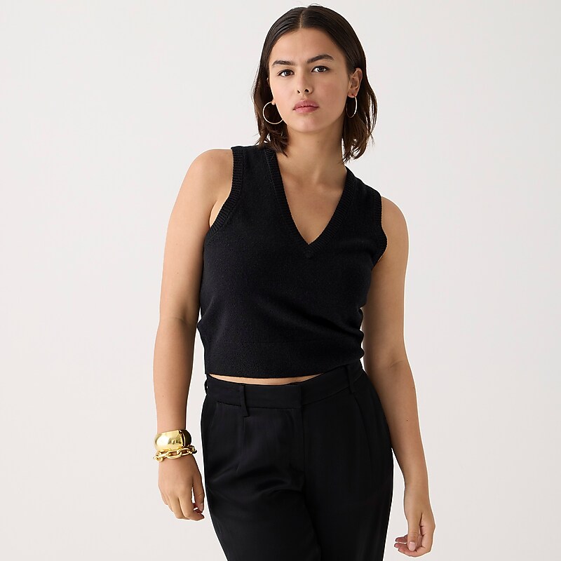 J.Crew Cashmere V-neck sweater-vest Black Outlet Online | 70VHFUQJM