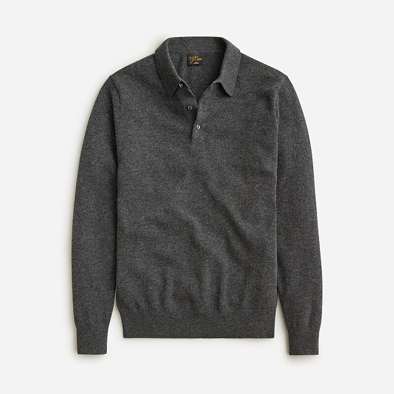 J.Crew Cashmere collared sweater-polo Hthr Charcoal Outlet Online | 79PWZXRHG