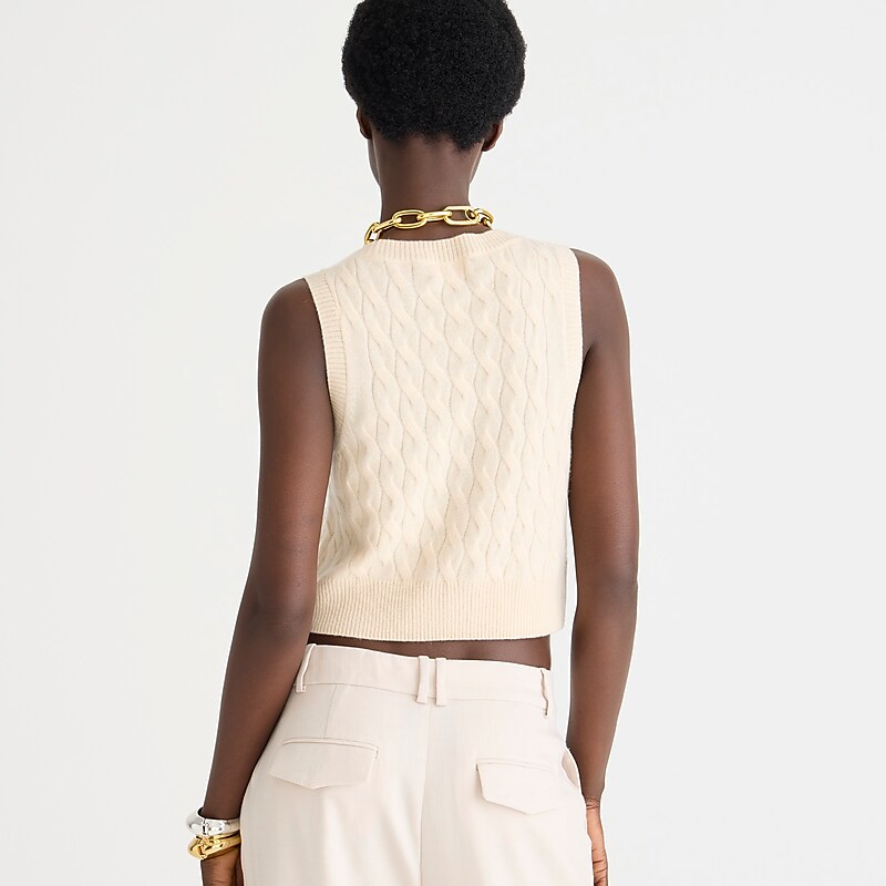 J.Crew Cashmere cropped cable-knit sweater-vest Buttercream Outlet Online | 76VTRWMZJ