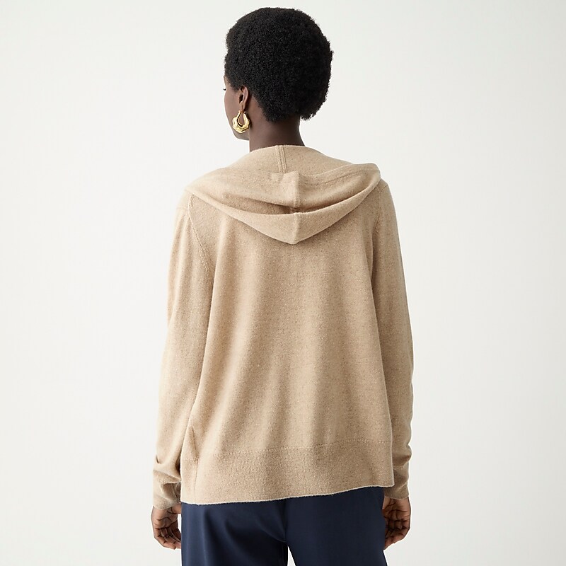 J.Crew Cashmere full-zip sweater-hoodie Hthr Stone Online | 80KDJUBFE