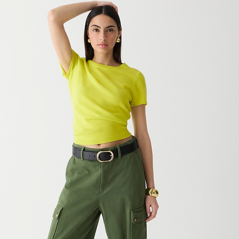 J.Crew Cashmere relaxed T-shirt Lemon Sorbet Outlet | 92LPCQWFN