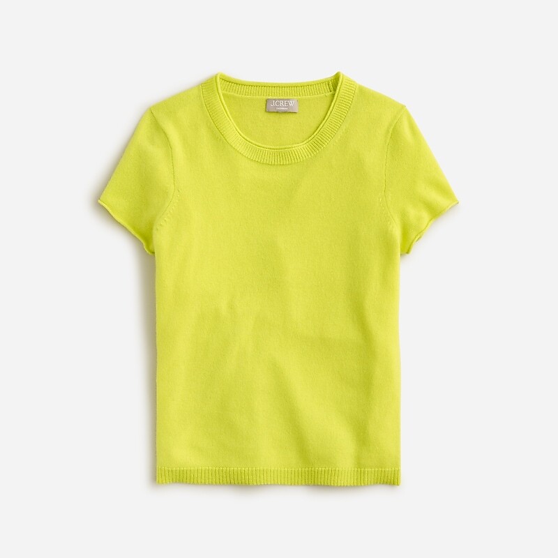 J.Crew Cashmere relaxed T-shirt Lemon Sorbet Outlet | 92LPCQWFN