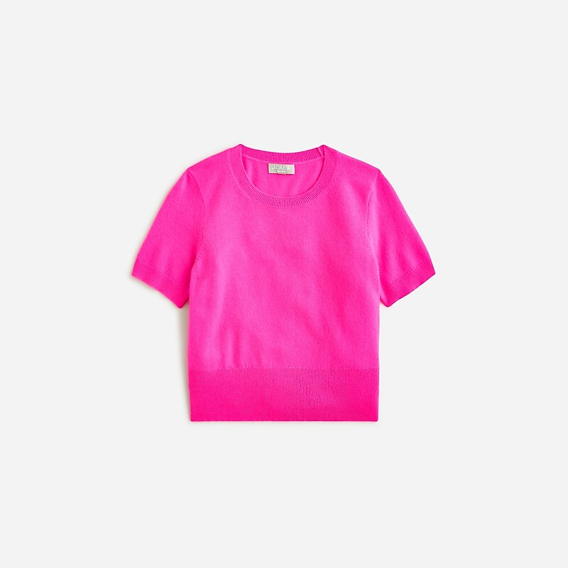 J.Crew Cashmere shrunken T-shirt Neon Flamingo Online | 87XCOLZET