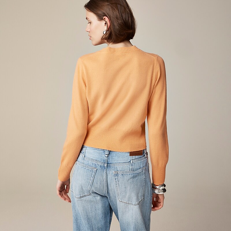 J.Crew Cashmere shrunken crewneck sweater Bright Cantaloupe Factory Outlet | 57UQFTPVS