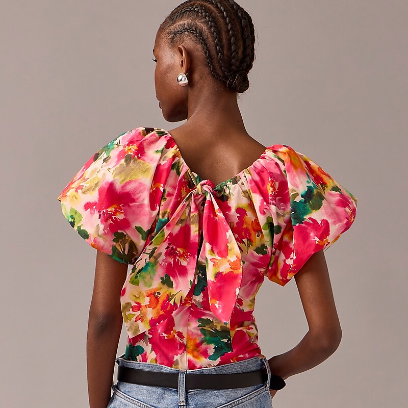 J.Crew Cecily top in floral stretch cotton poplin blend Pink Multi Floral USA | 16EMVOBZA