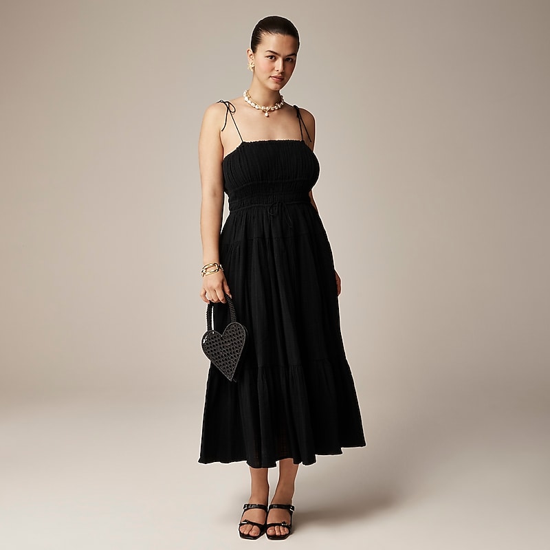 J.Crew Clio dress in textured gauze Black Outlet | 96BYTCQES