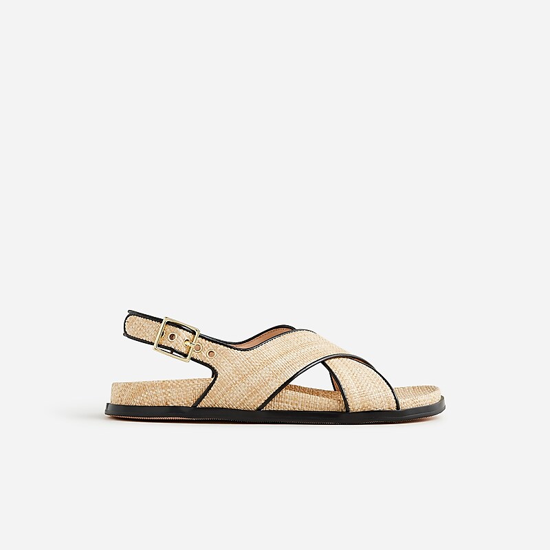 J.Crew Colbie crisscross slingback sandals in raffia Weathered Sand Sale | 27HMBIWNT