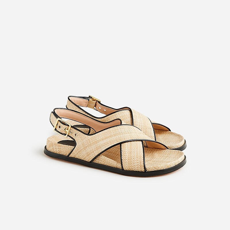 J.Crew Colbie crisscross slingback sandals in raffia Weathered Sand Sale | 27HMBIWNT