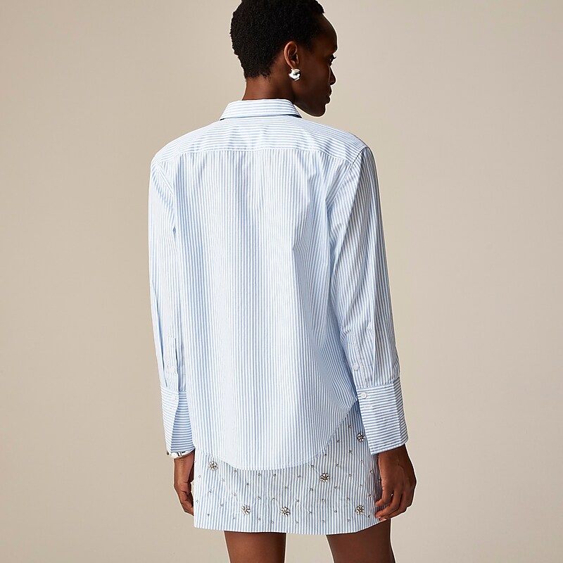 J.Crew Collection garçon embellished shirt Soft Blue Bi Stripe Online | 02QHXVPGD