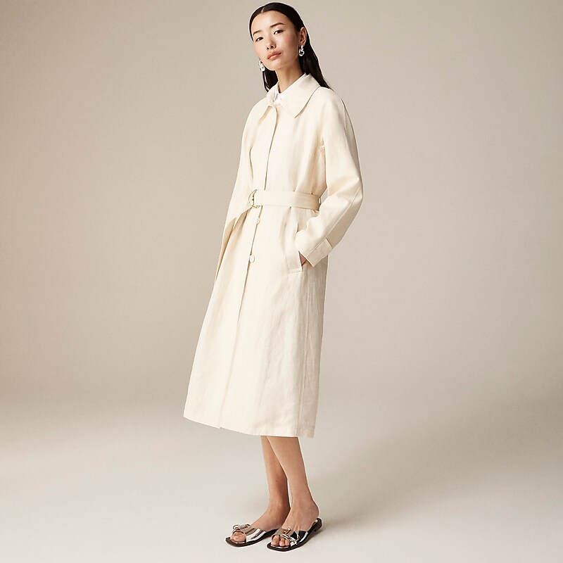 J.Crew Collection lightweight trench coat in linen-cupro blend Candle White Online | 09YFTDIRQ