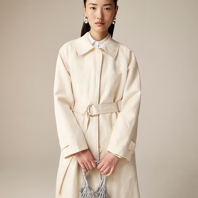 J.Crew Collection lightweight trench coat in linen-cupro blend Candle White Online | 09YFTDIRQ