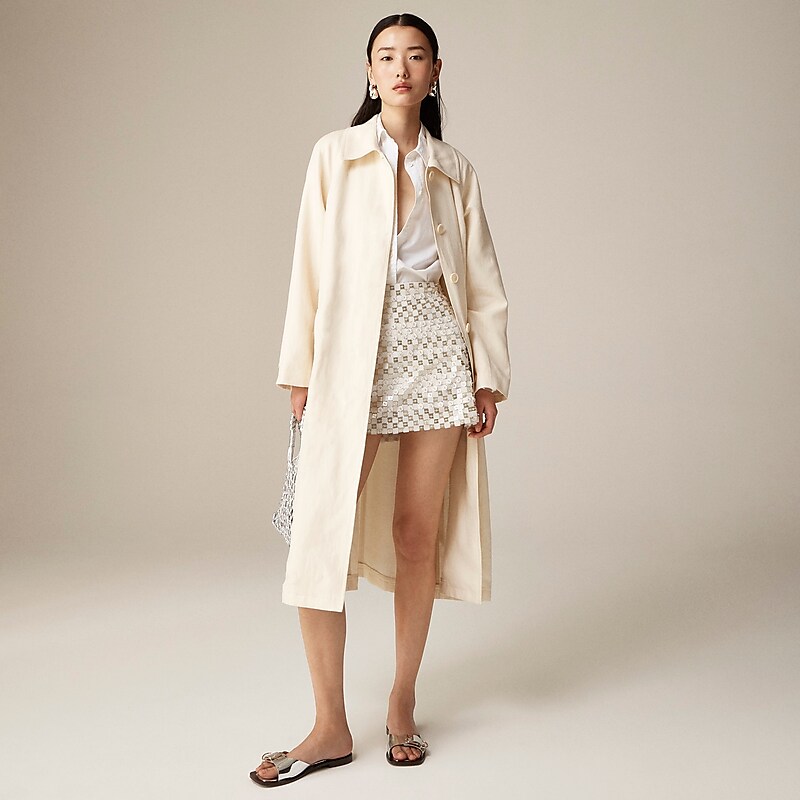 J.Crew Collection lightweight trench coat in linen-cupro blend Candle White Online | 09YFTDIRQ