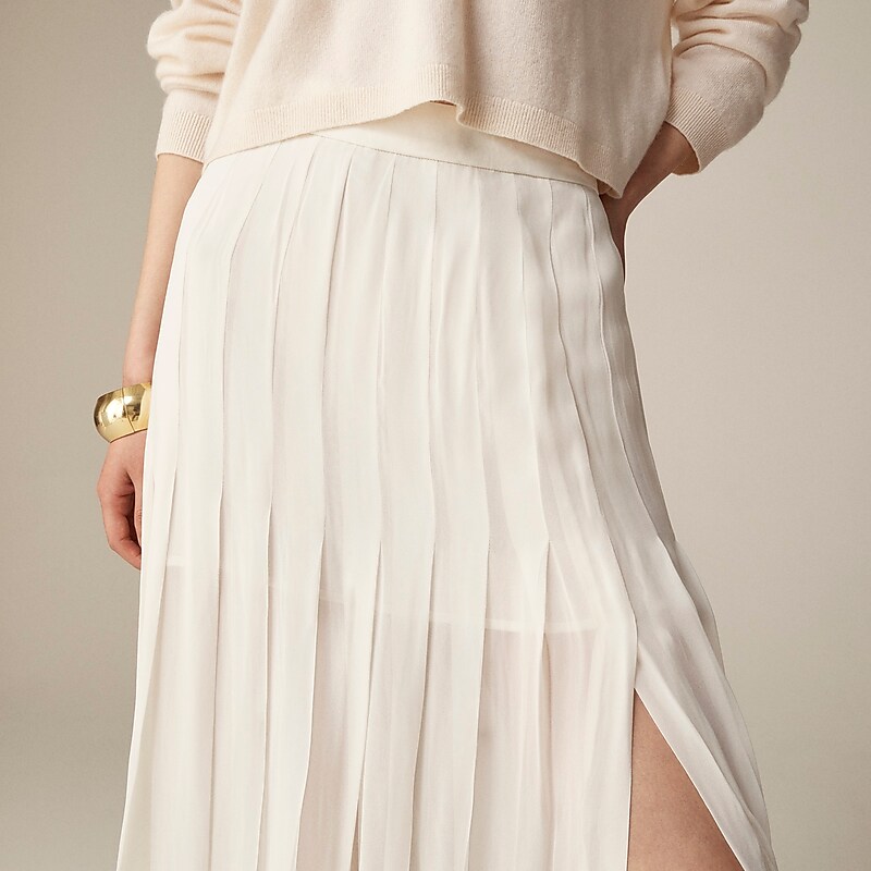 J.Crew Collection maxi skirt in lightweight chiffon Ivory USA | 13TWYACGX