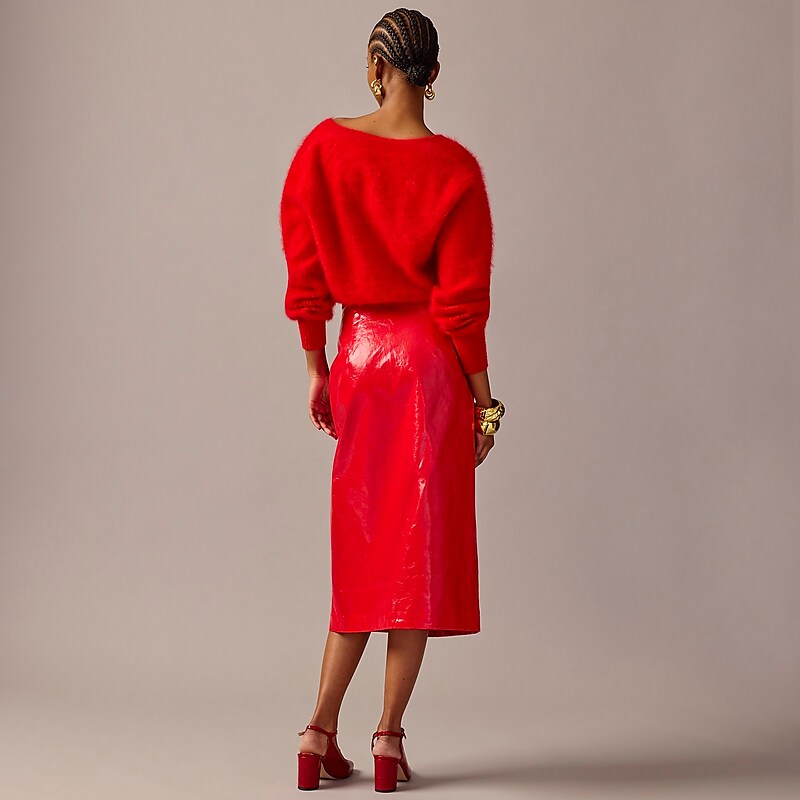 J.Crew Collection wrap skirt in laminated linen Vintage Red Online | 08OXSGLUV