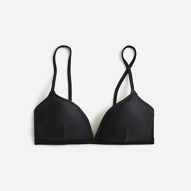 J.Crew Contrast-trim french bikini top Black Clearance | 32MQFHIBW