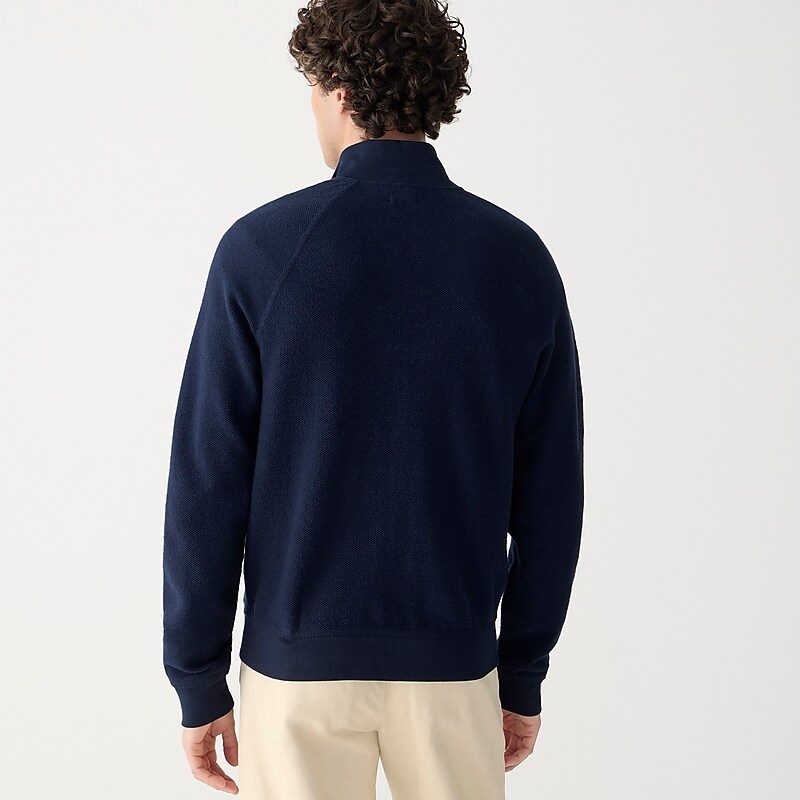 J.Crew Cotton piqué-stitch track jacket Navy Clearance | 36XEUNLQH