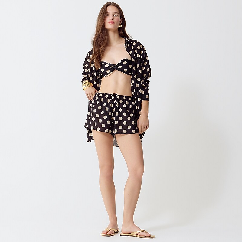 J.Crew Cotton voile beach short Black Dot Clearance | 37HNFMKST