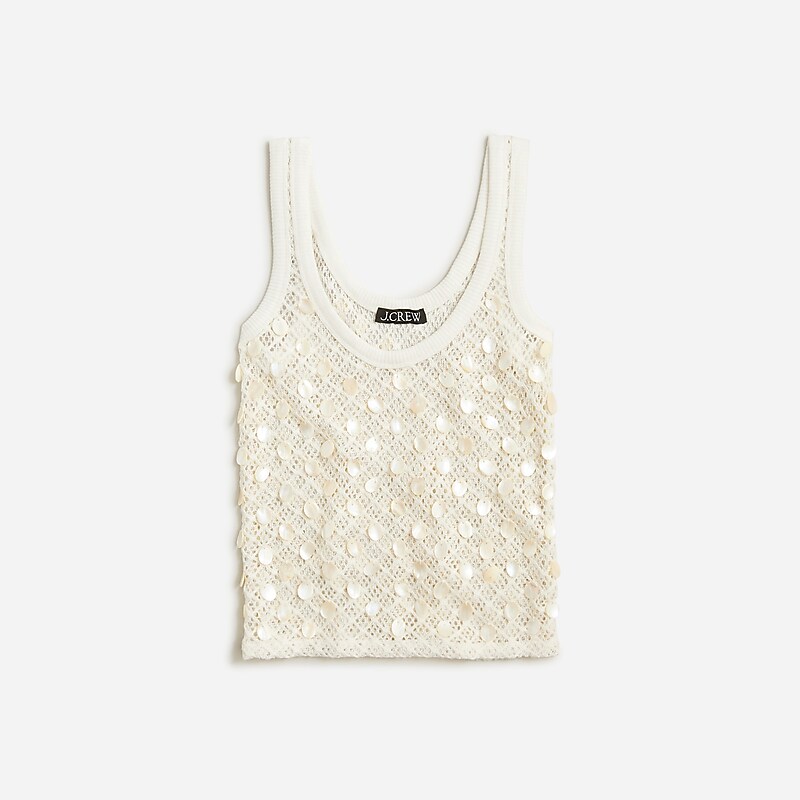 J.Crew Crochet shell-embroidered tank top Ivory Factory Promo | 63XBQADWK