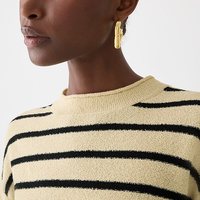 J.Crew Cropped bouclé Rollneck™ sweater in stripe Clay Black Online | 82RWQSKPY