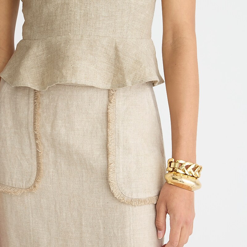 J.Crew Cropped bustier peplum top in heavyweight linen Flax Sale | 25IOPTJCL