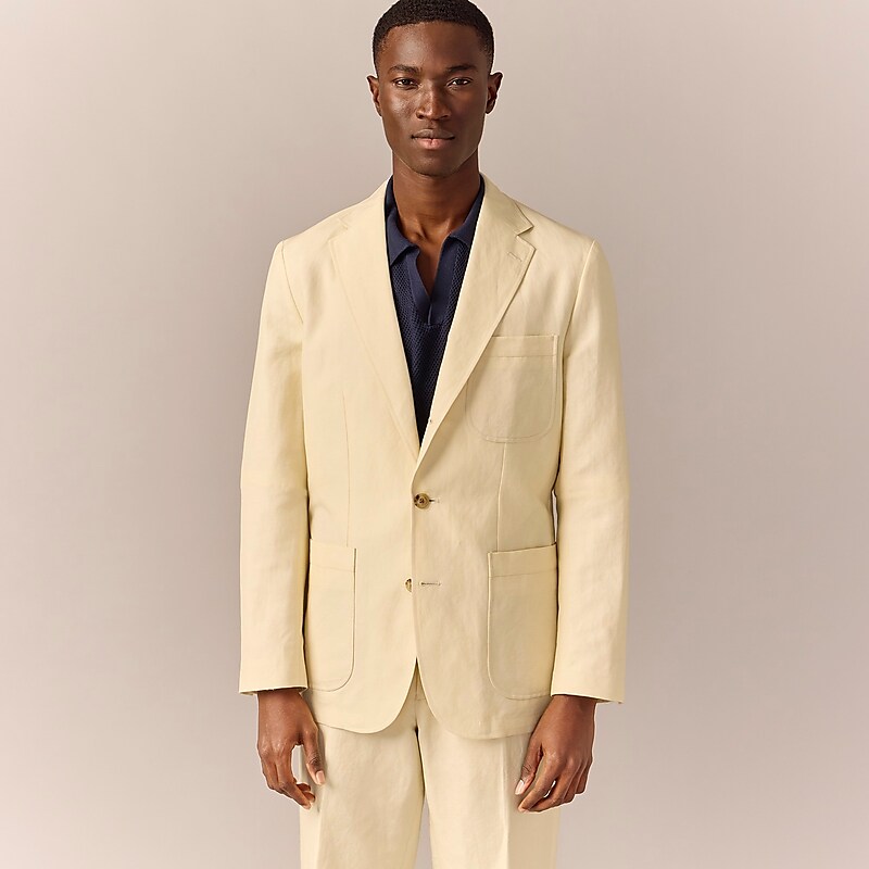 J.Crew Crosby Classic-fit suit jacket in Italian linen-cotton blend Natural Sale | 21JNUZAID